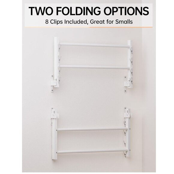 NEW Saclsocs 32" Wall Mounted Compact Folding Hanging Laundry Drying Rack Pearl - Picture 4 of 8